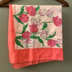 Vintage Silk Floral Neck Scarf